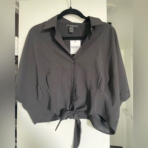 Forever 21 front tie button down short sleeve shirt